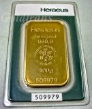 100 Gramm Goldbarren Heraeus